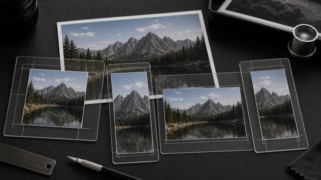 The same photo placed into multiple phone-sized crop templates.